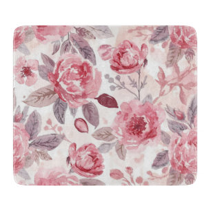 Planche À Découper Rose Pivoine Roseau Aquarelle Jardin Floral
