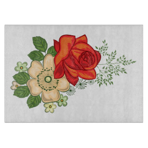 Planche À Découper Rose rouge et marguerites