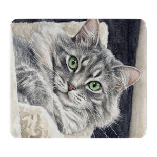 Planche À Découper Rose un chat aux yeux verts saisissants