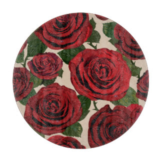 Planche À Découper Roses rouges : Arrière - plan floral sans couture