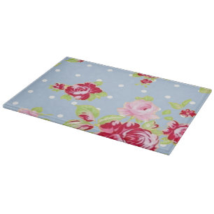 Planche À Découper Roses Sur Les Tableaux De Coupe En Verre Bleu