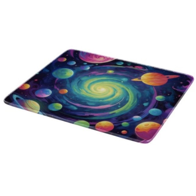 Planche À Découper Rotation planétaire  (Glass Cutting Board – 5 different sizes. 100% food safe.  tempered glass Non-skid rubber feet. 
)