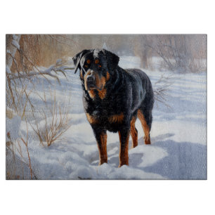 Planche À Découper Rottweiler Laisser neiger Noël