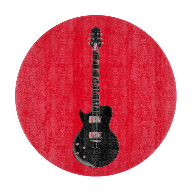 Planche À Découper Rouge Black Pop Art Guitare électrique (Devant)