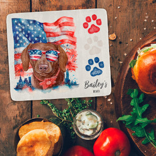 Planche À Découper Rouge Blanc et Bleu 4 Juillet Brun Dachshund Chien