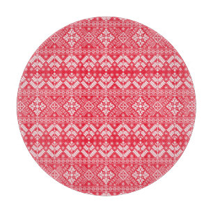 Planche À Découper Rouge & Blanc Flocon de neige & Floral Fair Isle N