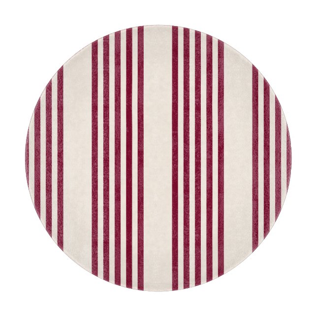 Planche À Découper Rouge bordeaux et beige cinq rayures motif (Devant)