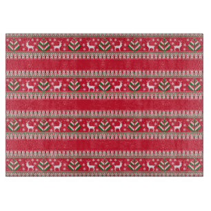 Planche À Découper Rouge d'hiver et vert Noël Fair Isle