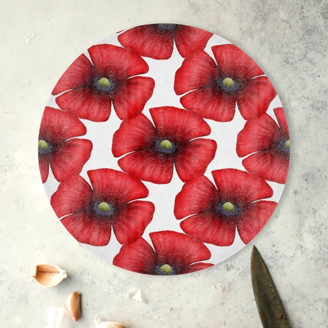Planche À Découper Rouge Motif en verre décoratif Coupe (Pop a poppy chopping board in your kitchen. Makes a great housewarming or birthday gift)