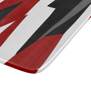 Planche À Découper Rouge noir et blanc abstrait  