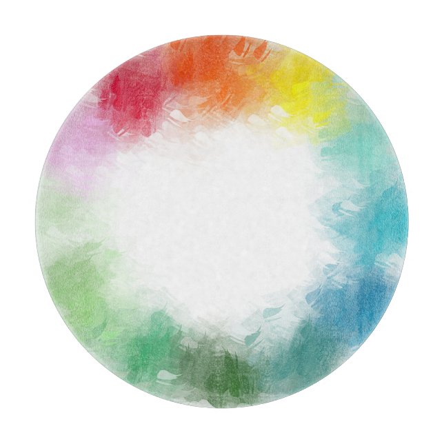 Planche À Découper Rouge rose orange jaune bleu violet blanc (Devant)