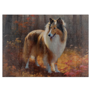 Planche À Découper Rough Collie dans l'automne Leaves automne Inspire