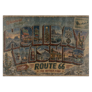 Planche À Découper Route 66 Vœux de Fêtes Cuisine Art