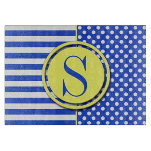 Planche À Découper Royal Blue Pois et stries-Monogram STaylor