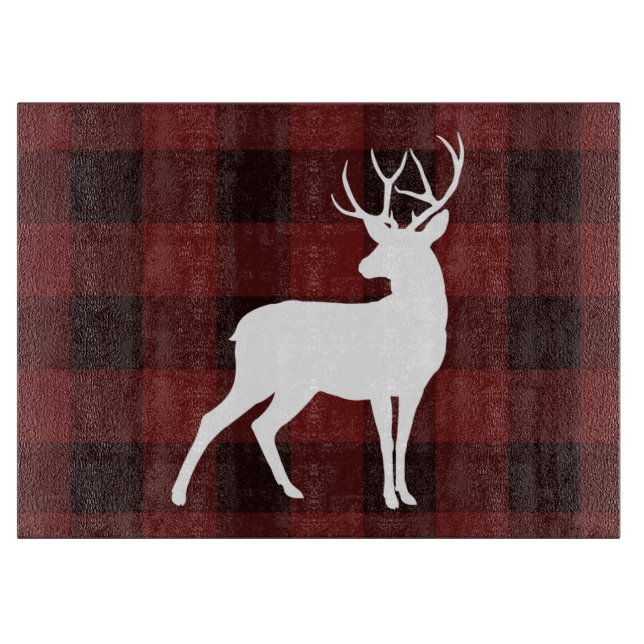 Planche À Découper Russe Noël Blanc Buck Pays Buffalo Plaid (Devant)