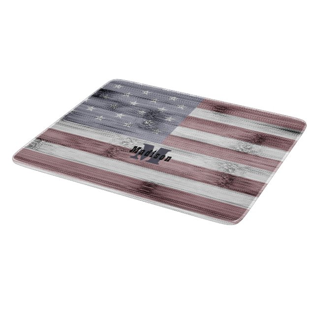 Planche À Découper Russe Rouge Blanc Bleu Bois Drapeau américain Mono (Coin)