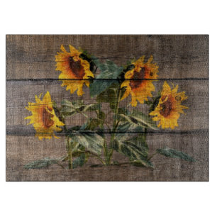 Planche À Découper Rustic Barn Wood Sunflower