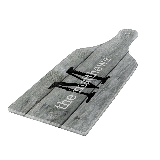 Planche À Découper Rustic Country Agritourisme Grey Nom monogramme (Coin)