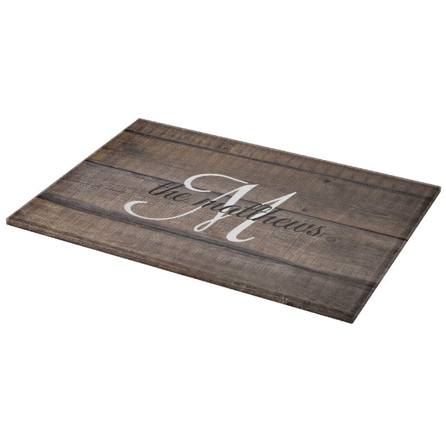 Planche À Découper Rustique Ferme Grange Bois Monogramme Nom Personna (Coin)