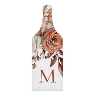 Planche À Découper Rustique Terracotta Boho Florals Monogramme initia