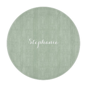 Planche À Découper Sage Green Nom Moderne Élégant Monogramme Boho