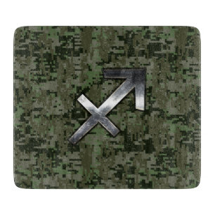 Planche À Découper Sagittarius Zodiac Sign on Woodland Digital Camo