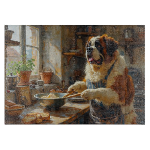 Planche À Découper Saint-Bernard cuisinant dans la cuisine