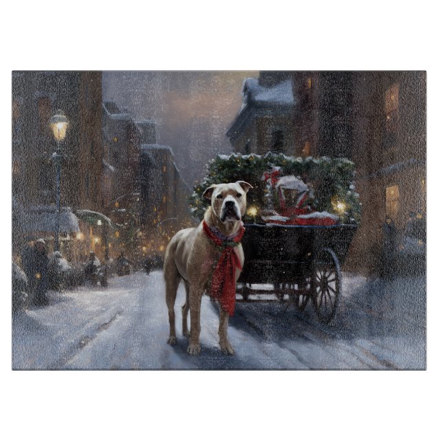 Planche À Découper Saison de Noël du American Staffordshire (Devant)