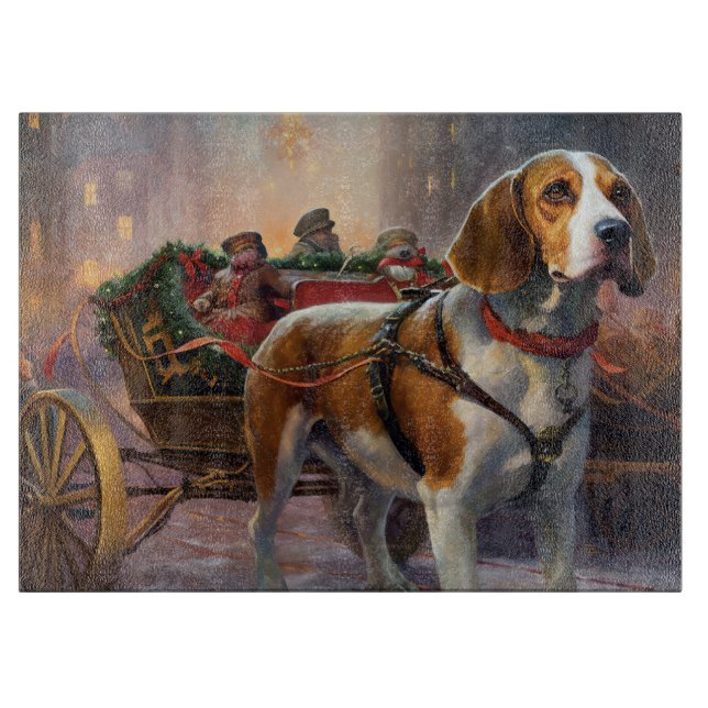 Planche À Découper Saison festive de Noël beagle (Devant)