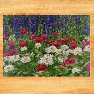 Planche À Découper Salvia Bleue et Jardin Zinnia Floral