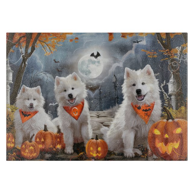 Planche À Découper Samoyed Halloween Épouvantable (Devant)