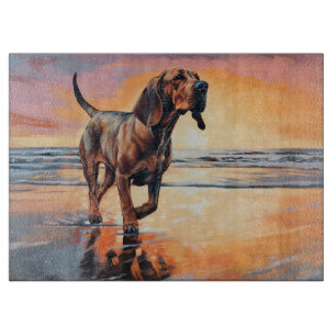 Planche À Découper Sandy Paws Bloodhound Dog on Beach Sunset