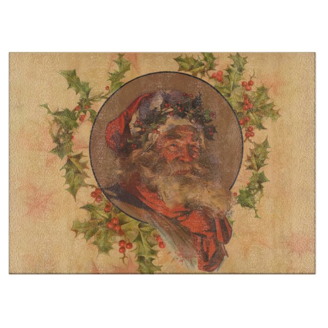 Planche À Découper Santa Claus Noël Portrait Vintage (Devant)