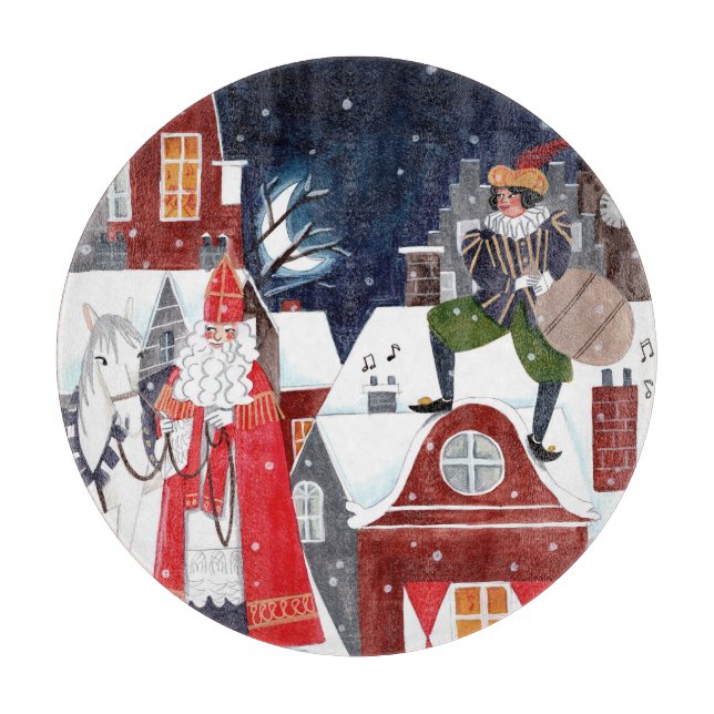 Planche À Découper Santa Claus sur les toits d'Amsterdam (Devant)