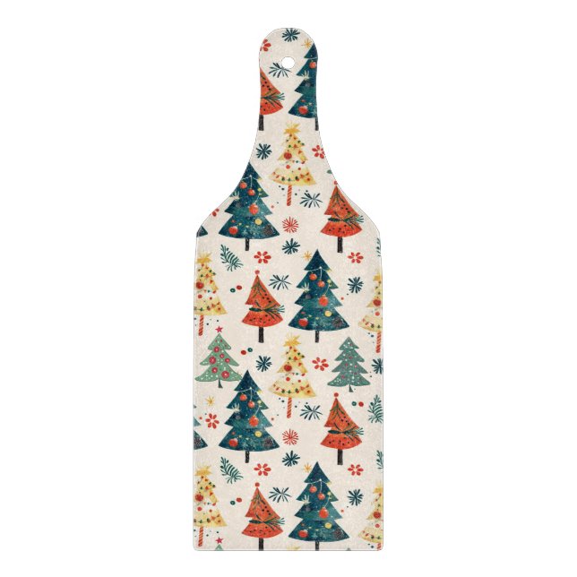 Planche À Découper Sapins de Noël colorés à motif continu (Devant)