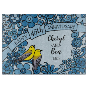 Planche À Découper Sapphire floral personnalisé 45e anniversaire