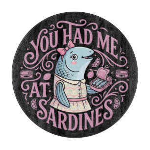 Planche À Découper Sardines roses mignonnes citation de dessin animé