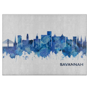 Planche À Découper Savannah Georgia Skyline bleu