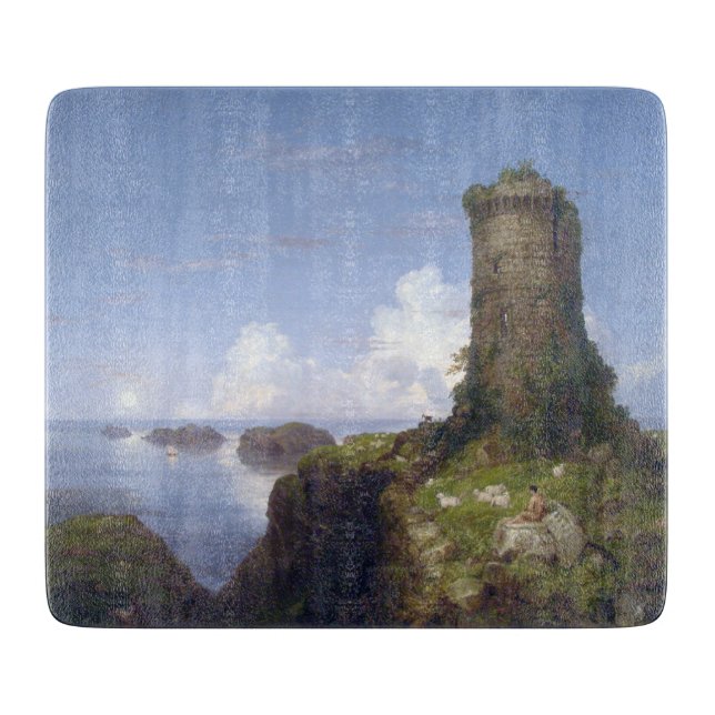 Planche À Découper Scène côtière italienne avec une tour en ruine (Devant)