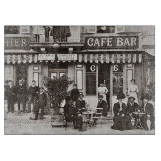 Planche À Découper Scène française de rue de barre de café