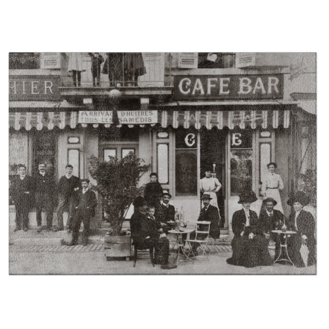 Planche À Découper Scène française de rue de barre de café (Devant)