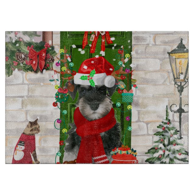 Planche À Découper Schnauzer Chien Noël (Devant)
