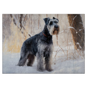 Planche À Découper Schnauzer Qu'il neige Noël