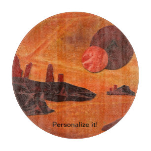 Planche À Découper Sci-Fi "Seas of Fire" doubles soleils, monde des m