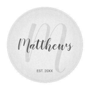 Planche À Découper Script moderne Monogramme personnalisé et nom de f