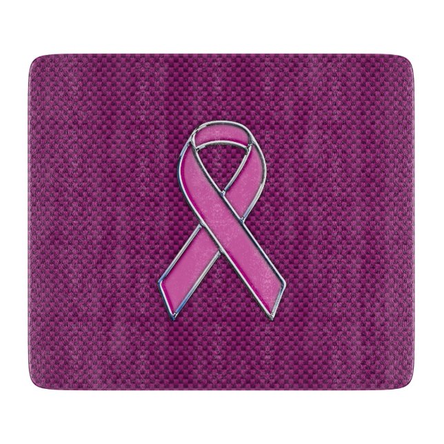 Planche À Découper Sensibilisation au ruban de style rose chaud Fibre (Devant)