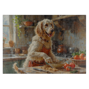 Planche À Découper Setter Anglais Cuisinant dans la Cuisine