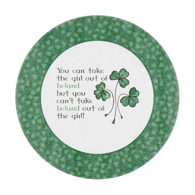 Planche À Découper Shamrock irlandaise Citation de fille en verre (Devant)