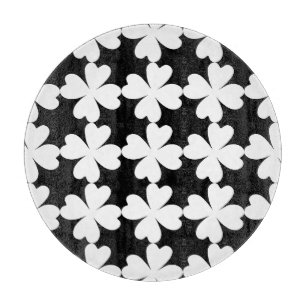 Planche À Découper Shamrocks blancs mignons sur le noir