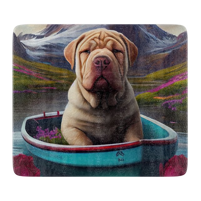 Planche À Découper Sharpei sur une pagaie : une aventure Pittoresque (Devant)